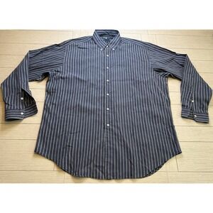 Ralph Lauren Blair Button Down Shirt Blue Green White Striped Business Casual XL